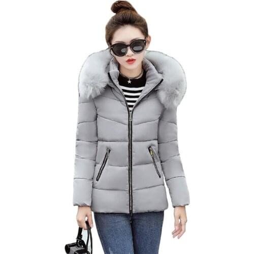 Winter Jacket Women Black Pink Plus Size Loose Feather Hooded Parka 2019 New Korean Gray Zipper Pockets Thick Warmth Coat LD1171