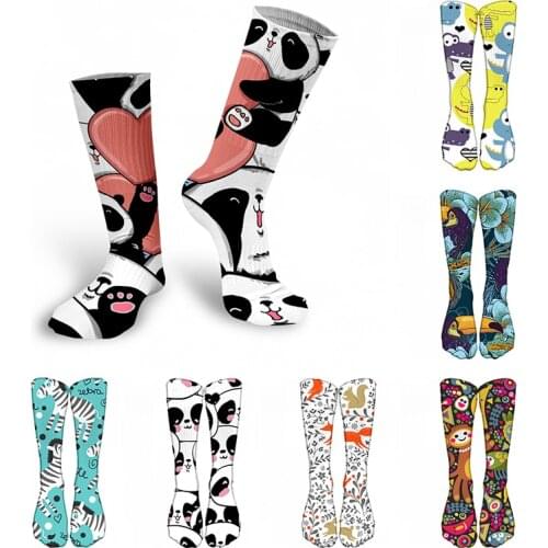 3D Printed Women Winter Long High Knee Socks Funny Cute Panda High Quality Elastic Soft Claf Socks Outdoor Street Hip Hop Socks