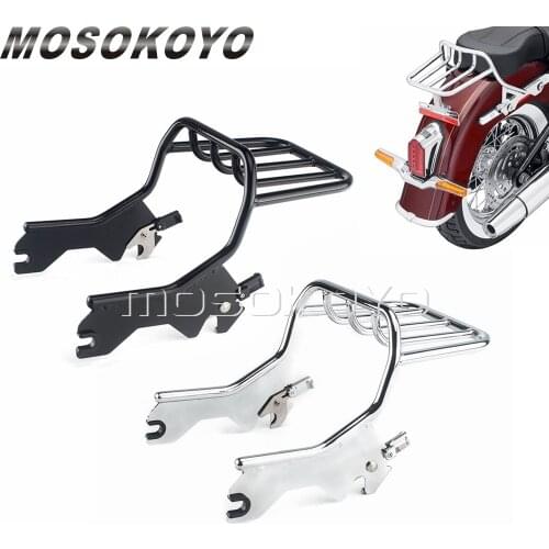 1x Steel Two-up Luggage Rack For Harley Street Bob FXBB Deluxe FLDE 2018-2020 Softail Slim FLSL Heritage Classic FLHC FLHCS FXST