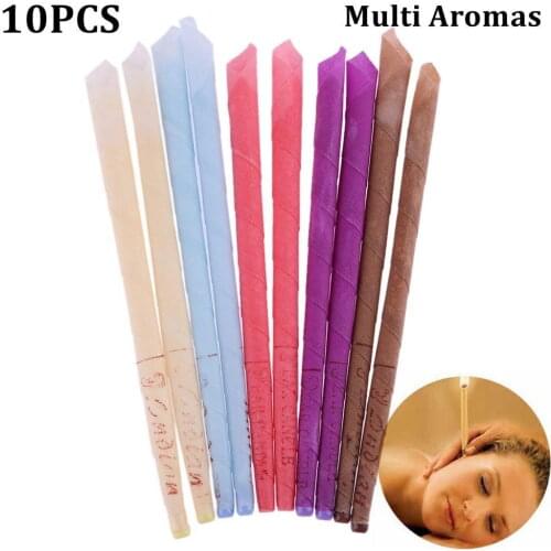 10pcs Ear Candles Wax Remover Horn Earplug Tray Round Aromatherapy Ear Cleaner For Indiana Fragrance Massage Relaxation