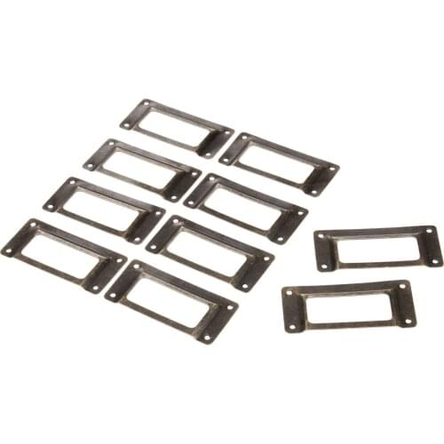 10pcs Vintage Furniture File Cabinet Drawer Box Case Name Card Holder Metal Tag Label Frame 62*39mm