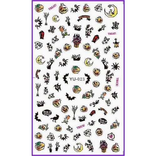 1X Water Transfers Stickers Nail Decals Bat Pumpkin Halloween Water Decal YU023