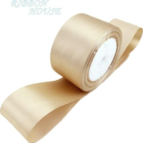 25 yards/roll) 2'' 50mm Champagne Wedding decoration ribbon single face satin ribbon gift Christmas ribbons