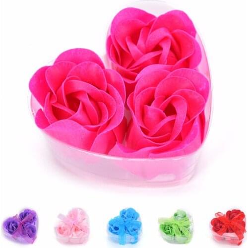 3PCS/box Scented Bath Body Flower Soap Rose Soap Birthday Valentines Day Gifts Romantic Wedding Favor Shower