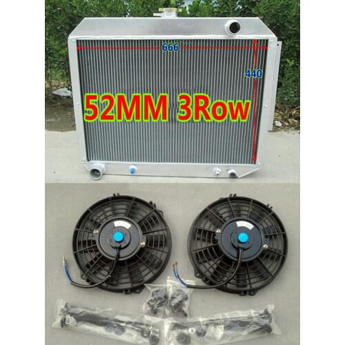 3Row Aluminum Radiator & Fans for 1966-1970 Chrysler Dodge Plymouth Fury Polara/Monaco/300/300C/Imperial/New Yorker 7.2L V8
