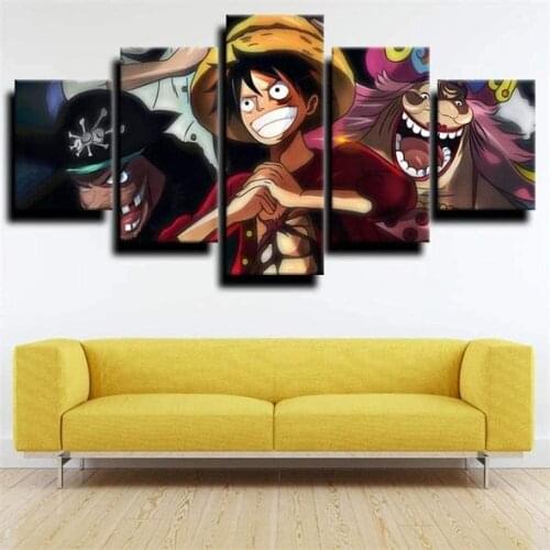 5 Piece Wall Art Canvas Anime Manga Figure Pictures Pirate King Posters And Prints Modern Home The Wall Decoration Paintings