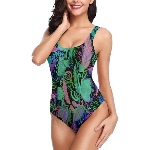 One-Piece Bathing Suits Sexy Swimsuits Slimming For Women Teen Girls Ukrainian Ethnic Painting