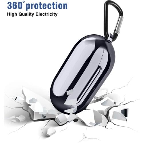 For Samsung Galaxy Buds2019 Earphone Case Plating Soft TPU Protection Cover shockproof Case protector With Portable Carabiner j9