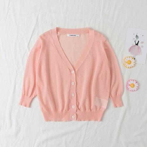 Baby Solid Casual Basic Sweater V-neck Kids Soft Wool Clothing for Boys Girls Summer Sweaters Hooded with Button