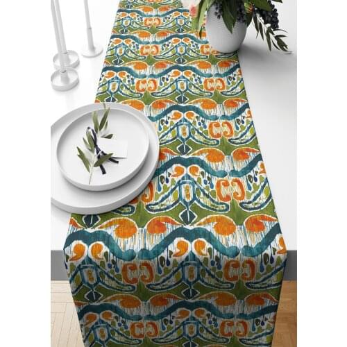 Runner 40*140 Cm Ikat Pattern Suede Woven Table Cloth Gift Living Room Kitchen