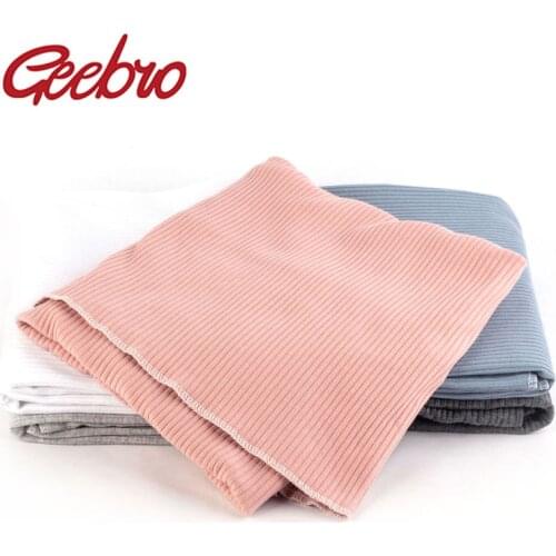 Geebro Baby girls Cotton Ribbed Double layer blankets Newborn Soft Travel Sleeping baby boy swaddle blanket Winter baby Gift
