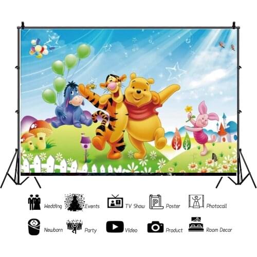Disney Winnie The Pooh Birthday Background Cloth Tapestry Tigger Birthday Kid Baby Birthday Party Photo Studio Photo Decoration