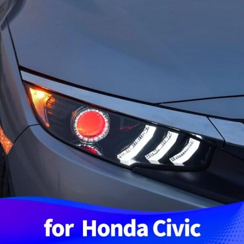 Headlight Assembly for Honda Civic 2016-2018 LED daytime running light LED sequential turn signal red/blue Demon Eye