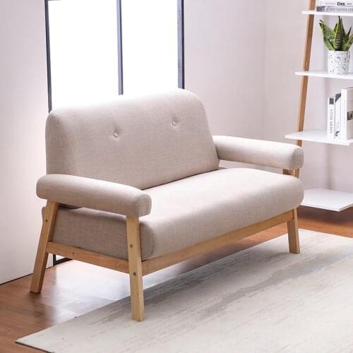 Karoisnordic Solid Wood Small Sofa Three-person Small Apartment Living Room Modern Simple Simple Cloth Sofa