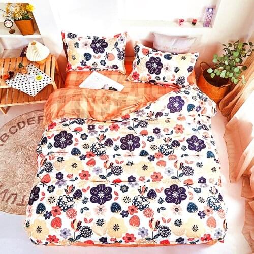 Kuup Hot Selling colourful bedding sets King Queen Full Home Bedding Set 4pcs High Quality Lovely Pattern with Star tree flower