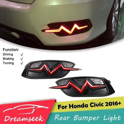 Heartbeat Rear Trunk Bumper Light For Honda Civic 2016 2017 2018 Red LED Brake Lamp