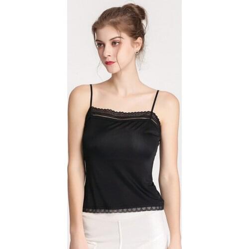Mulberry Silk Suspender Vest In Summer New Style For Women To Wear Silk Knitted Thin Bottoming Shirt With Lace Small Sling