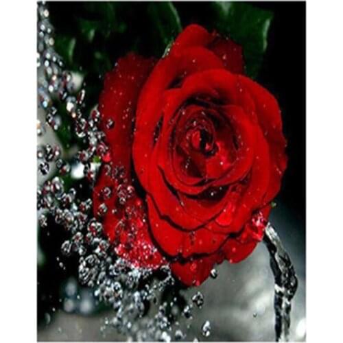 5D DIY Round Red Rose Flower Mosaic Diamond Painting Cross Stitch Embroidery Embroidery Kit Love Gift Bedroom Decor FC588