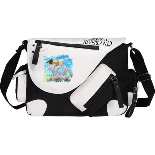 New Anime The Promised Neverland Print Men Canvas Travel Women Messenger Shoulder Bags Teenager Satchels Boys Girls Kids Bookbag