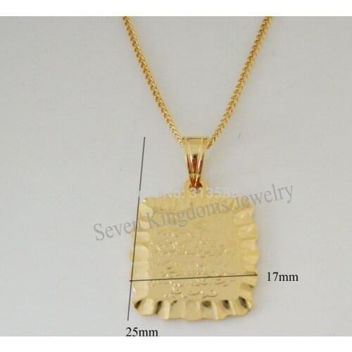 Min order 10$ CAN MIX DESIGN/- YELLOW GOLD GP 18" NECKLACE&MUSLIM QURAN BOOK NICE SENTENCE SQUARE PENDANT/Great Gift