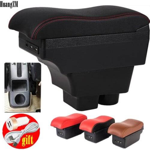 For Skoda Fabia 2008-2014Armrest Box Car Center Storage Box With Cup Holder Arm Rest Rotatable Car-styling Interior Accessories