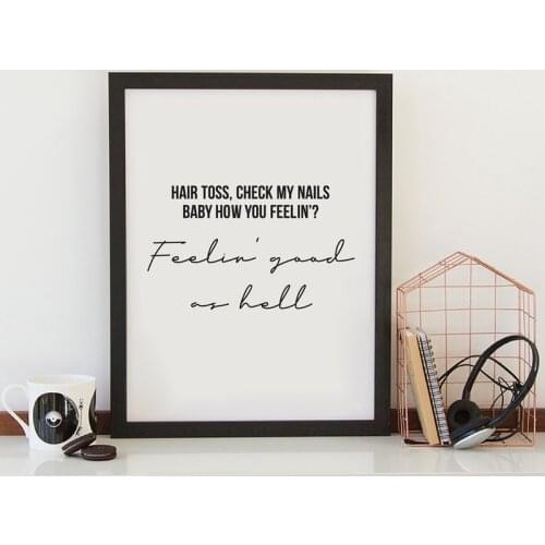 Good as hell Lizzo Print Musician Gift Idea Song Lyric Typography Poster Hip Hop Music Wall Art Canvas Painting Picture Decor