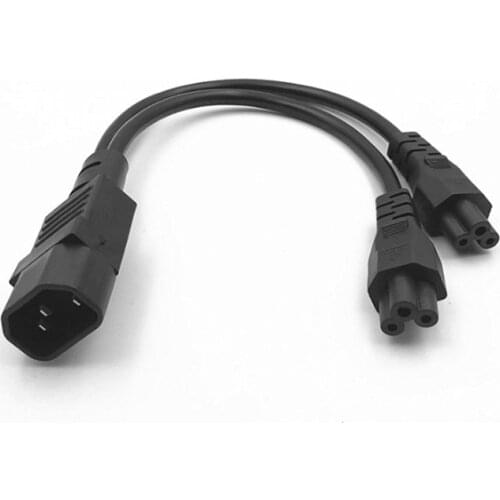 Power Y Type Splitter Adapter Cable Single IEC 320 C14 Male to Dual C5 Female Short Cord for Computer host display 0.32M