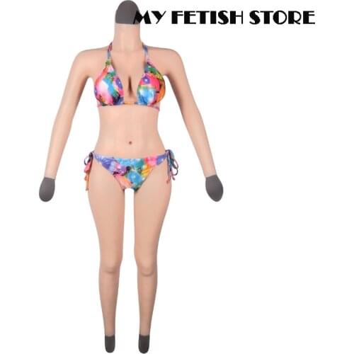 4G Long Sleeves Ankle Length Crossdressing Realistic Silicone Full Body C D E Cup Breast Form Suit With Vagina Drag Queen