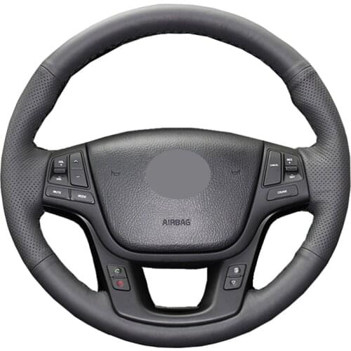 Hand Sewing Car Steering Wheel Cover Leather Suede Wrap Volant For Kia Sorento 2009 2010-2013 2014 K7 Cadenza 2011 2012 -2015