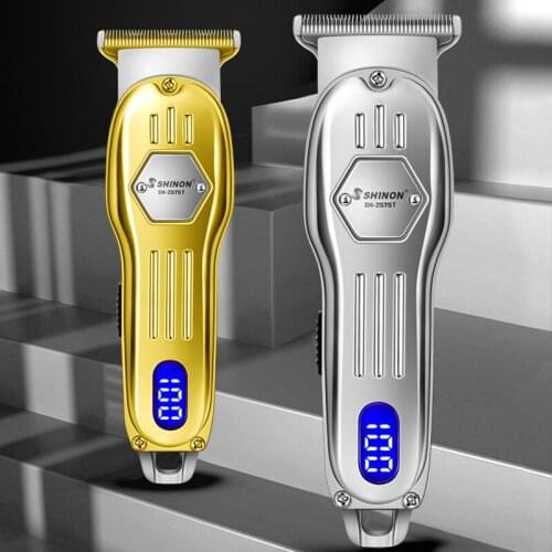 Shinon hair trimmer rechargeable hair clipper haircut machine oil head clipper white carving hair line beard trimmer 0mm LCD