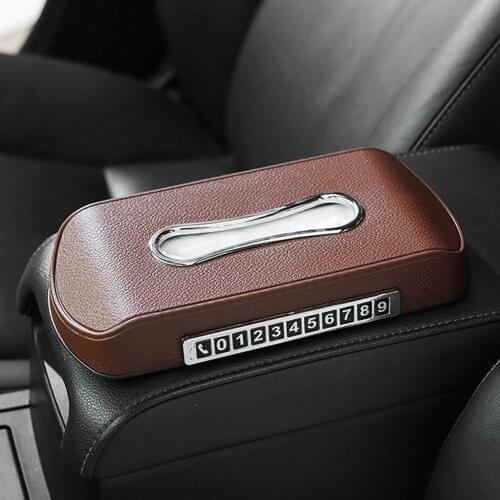 Luminous Phone Number Car Tissue Box Anti-slip Mat Paper Towel Container Holder Center console tray for paper tray box