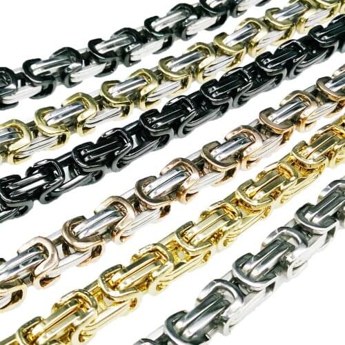 Tiasri Fashion necklaces bracelets men women Byzantine chain High polished stainless steel choker Hip hop jewelry wholesale 8mm