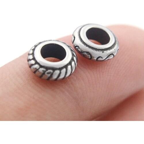 4.0mm Hole 316l Stainless Steel Vintage Spacer Bead Fit Original Charm Leather Bracelet DIY Jewelry Making (Only Bead)