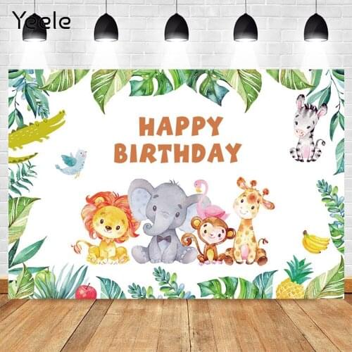 Yeele Wild One Birthday Party Backdrop Summer Tropical Safari Green Leaves Baby Photography Background For Photo Studio Shoot