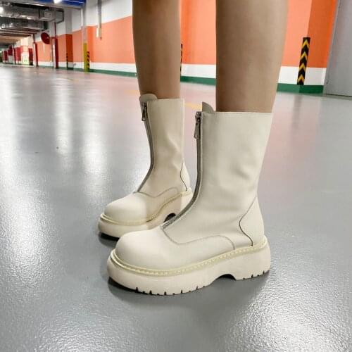 Women Casual Leather Boots Luxury Trainers Platform Boots Height Increasing Zip High-TOP Autumn Black Shoes