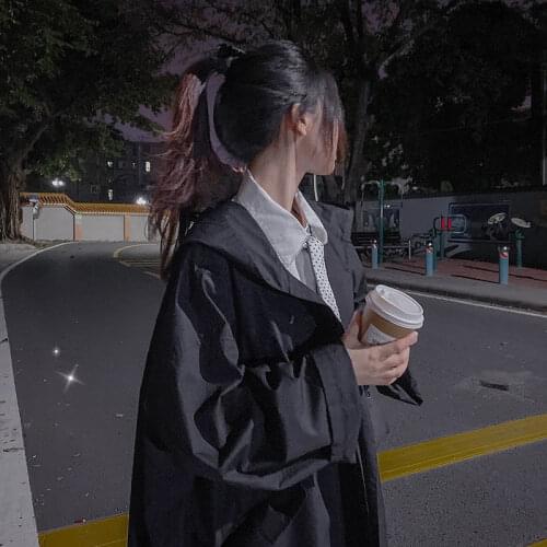 2021 Autumn Fashion Short Trench Coat Windproof Hooded High Quality Female Outwear Casual Trend Loose Coat Plus Size Harajuku