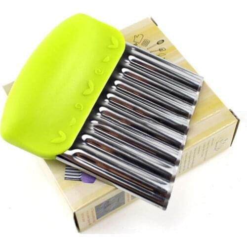 1Pcs Potato Slicer Durable Kitchen Gadgets Wavy Shape 430 Stainless steel/ABS Multi Purpose Green French Fries Cutter