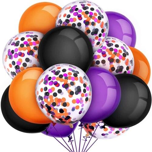 20pcs/lot Halloween Balloons Black Orange Purple Balloons Confetti Balloons Decorative Balloons for Halloween Party Supplies