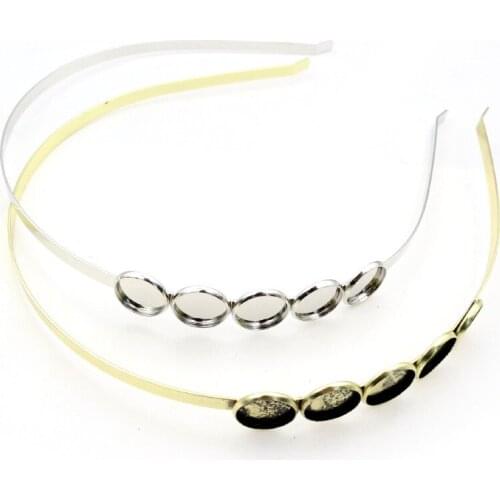 3pcs/lot 12mm with 5-Cameo Blank Base Hair Band Rhodium Bronze Hair Band DIY Jewelry Making Supplies Findings