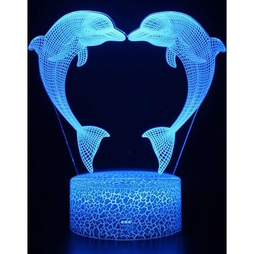 3D LED Light For Kids Gift Remote / Touch Control3DLED Night Light LED Table Desk Lamp Dolphin LED Night Light Color ChangeLED95