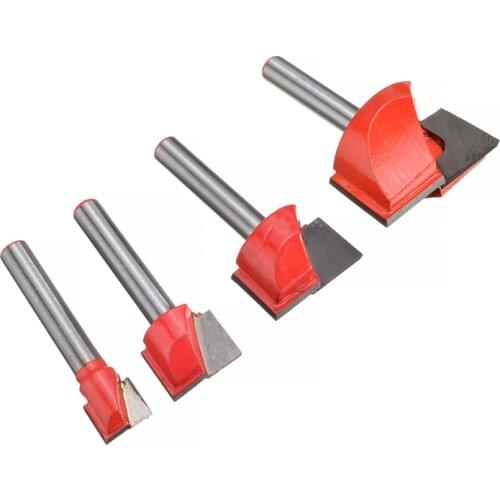 4pcs/set Bottom Cleaning CNC Router Bit Wood Milling Cutter For Wordworking Endmill Tool 10m Red Silver