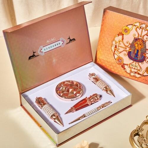 5Pc/set Queen Scepter Makeup Cosmetics Three-Color Lipstick Air Cushion BB Cream Velvet Lip Gloss Smooth Liquid Eyeliner Kit