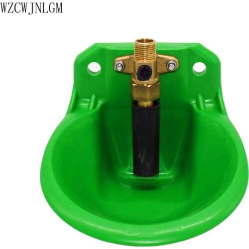 Livestock Sheep Automatic Drinking Bowl Pony Calf Pig Feeder Animal Breeder Brass + Green Plastic Farm Tools 1pcs