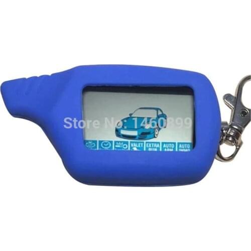 B9 2-way LCD Remote Control Keychain Key + Blue Silicone Case for Two Way Car Alarm Engine Start Starline B9 KGB FX-7 FX7 FX 7