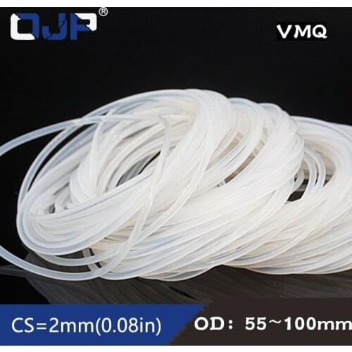 White Silicon Ring Silicone/VMQ O ring OD55/60/65/68/70/75/80/85/90/95/100*2mm Thickness Rubber O-Ring Seal Gaskets Ring Washer