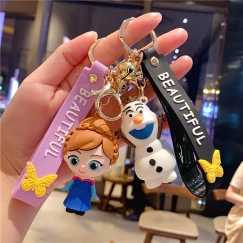 Disney Frozen Keychain New Cartoon Doll Anime Figure Elsa,Anna,olaf Car Student Bag Pendant Kids Birthday Toys Gift