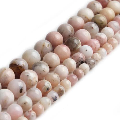 4-12mm Natural Pink Opal Stone Beads Round Loose DIY Beads For Jewelry Making Beads Accessories 15'' Bracelets For Women Gift
