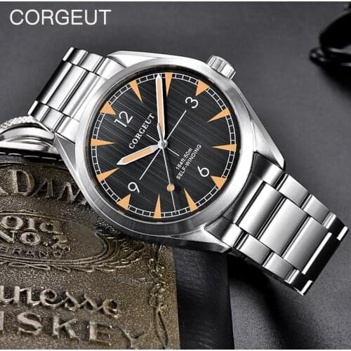 CORGEUT Men Watch Clock Luxury Top Brand Pilot Classical Mechanical Watches Male Waterproof Sapphire Luminous Citizen Wristwatch