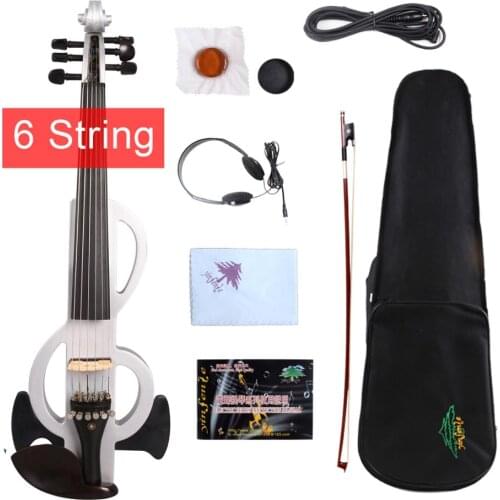 Yinfente 6String Electric Silent Violin 4/4 Hand-made Wooden Body Sweet Tone Free Case Bow #EV17