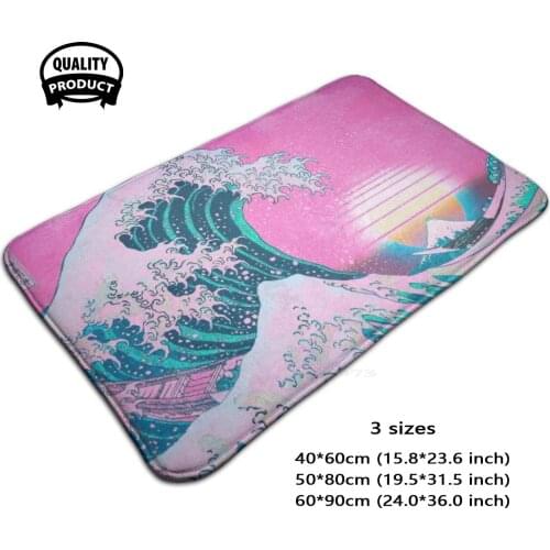 Vaporwave Aesthetic Great Wave Off Kanagawa Retro Sunset Soft Foot Pad Room Goods Rug Carpet Vaporwave Aesthetic Great Wave